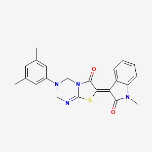 (7Z)-3-(3,5-dimethylphenyl)-7-(1-methyl-2-oxo-1,2-dihydro-3H-indol-3-ylidene)-3,4-dihydro-2H-[1,3]thiazolo[3,2-a][1,3,5]triazin-6(7H)-one