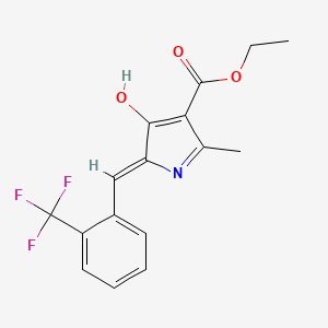 molecular formula C16H14F3NO3 B11611325 ethyl (5Z)-2-methyl-4-oxo-5-[2-(trifluoromethyl)benzylidene]-4,5-dihydro-1H-pyrrole-3-carboxylate 