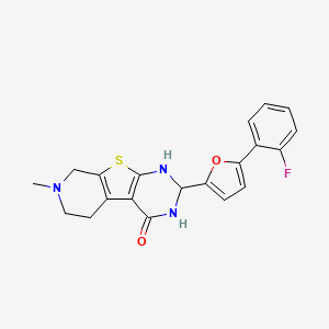 molecular formula C20H18FN3O2S B11611353 5-[5-(2-fluorophenyl)furan-2-yl]-11-methyl-8-thia-4,6,11-triazatricyclo[7.4.0.02,7]trideca-1(9),2(7)-dien-3-one 