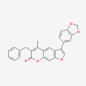 molecular formula C26H18O5 B11611375 3-(1,3-benzodioxol-5-yl)-6-benzyl-5-methyl-7H-furo[3,2-g]chromen-7-one 