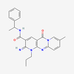 6-imino-13-methyl-2-oxo-N-(1-phenylethyl)-7-propyl-1,7,9-triazatricyclo[8.4.0.03,8]tetradeca-3(8),4,9,11,13-pentaene-5-carboxamide