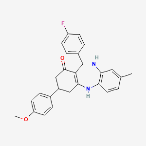 11-(4-fluorophenyl)-3-(4-methoxyphenyl)-8-methyl-3,4,10,11-tetrahydro-2H-dibenzo[b,e][1,4]diazepin-1-ol