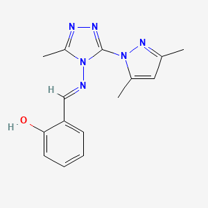 molecular formula C15H16N6O B11611421 2-[(E)-{[3-(3,5-dimethyl-1H-pyrazol-1-yl)-5-methyl-4H-1,2,4-triazol-4-yl]imino}methyl]phenol 