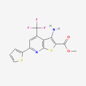 molecular formula C14H9F3N2O2S2 B11611451 Methyl 3-amino-6-(thiophen-2-yl)-4-(trifluoromethyl)thieno[2,3-b]pyridine-2-carboxylate 