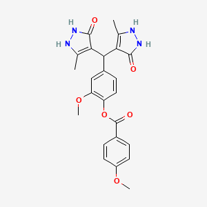 4-[bis(5-hydroxy-3-methyl-1H-pyrazol-4-yl)methyl]-2-methoxyphenyl 4-methoxybenzoate