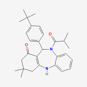 11-(4-tert-butylphenyl)-3,3-dimethyl-10-(2-methylpropanoyl)-2,3,4,5,10,11-hexahydro-1H-dibenzo[b,e][1,4]diazepin-1-one