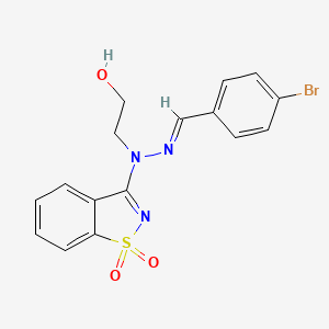 2-[(2E)-2-(4-bromobenzylidene)-1-(1,1-dioxido-1,2-benzothiazol-3-yl)hydrazinyl]ethanol