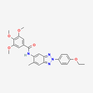 molecular formula C25H26N4O5 B11611507 N-[2-(4-ethoxyphenyl)-6-methyl-2H-benzotriazol-5-yl]-3,4,5-trimethoxybenzamide 