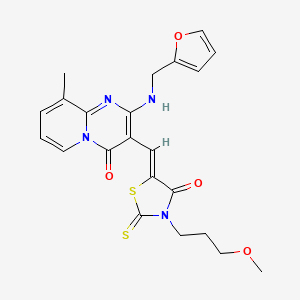 molecular formula C22H22N4O4S2 B11611522 (5Z)-5-[[2-(furan-2-ylmethylamino)-9-methyl-4-oxopyrido[1,2-a]pyrimidin-3-yl]methylidene]-3-(3-methoxypropyl)-2-sulfanylidene-1,3-thiazolidin-4-one 