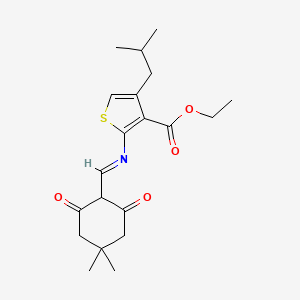 ethyl 2-{[(E)-(4,4-dimethyl-2,6-dioxocyclohexyl)methylidene]amino}-4-(2-methylpropyl)thiophene-3-carboxylate