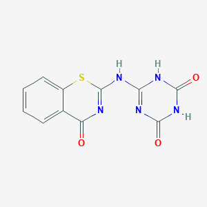 molecular formula C11H7N5O3S B11611547 2-(4,6-Dihydroxy-[1,3,5]triazin-2-ylamino)-benzo[e][1,3]thiazin-4-one 