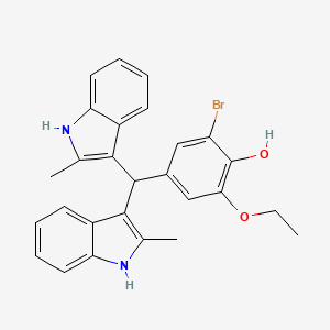 molecular formula C27H25BrN2O2 B11611587 4-[bis(2-methyl-1H-indol-3-yl)methyl]-2-bromo-6-ethoxyphenol 