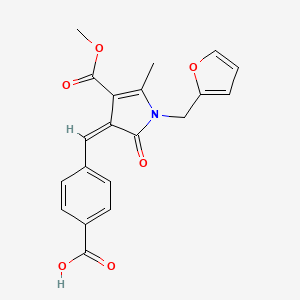 molecular formula C20H17NO6 B11611589 4-{(Z)-[1-(furan-2-ylmethyl)-4-(methoxycarbonyl)-5-methyl-2-oxo-1,2-dihydro-3H-pyrrol-3-ylidene]methyl}benzoic acid 