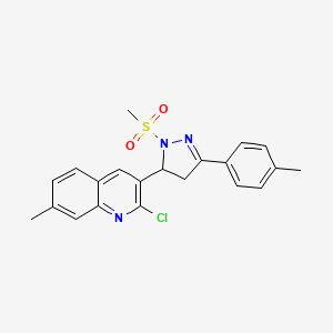 molecular formula C21H20ClN3O2S B11611592 2-chloro-7-methyl-3-[3-(4-methylphenyl)-1-(methylsulfonyl)-4,5-dihydro-1H-pyrazol-5-yl]quinoline 