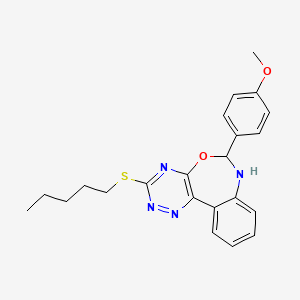 molecular formula C22H24N4O2S B11611601 6-(4-Methoxyphenyl)-3-(pentylsulfanyl)-6,7-dihydro[1,2,4]triazino[5,6-d][3,1]benzoxazepine 