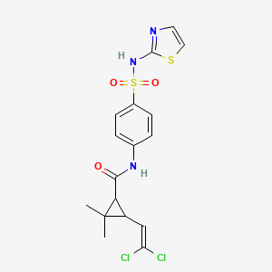 molecular formula C17H17Cl2N3O3S2 B11611602 3-(2,2-dichloroethenyl)-2,2-dimethyl-N-[4-(1,3-thiazol-2-ylsulfamoyl)phenyl]cyclopropanecarboxamide 