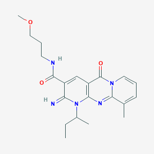 molecular formula C21H27N5O3 B11611615 7-butan-2-yl-6-imino-N-(3-methoxypropyl)-11-methyl-2-oxo-1,7,9-triazatricyclo[8.4.0.03,8]tetradeca-3(8),4,9,11,13-pentaene-5-carboxamide 