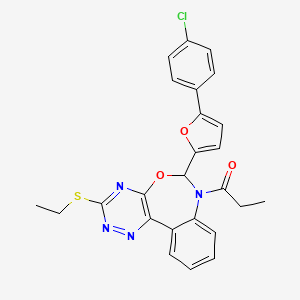 1-{6-[5-(4-chlorophenyl)furan-2-yl]-3-(ethylsulfanyl)[1,2,4]triazino[5,6-d][3,1]benzoxazepin-7(6H)-yl}propan-1-one