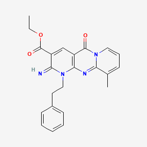 ethyl 6-imino-11-methyl-2-oxo-7-(2-phenylethyl)-1,7,9-triazatricyclo[8.4.0.03,8]tetradeca-3(8),4,9,11,13-pentaene-5-carboxylate