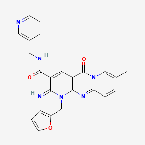 7-(furan-2-ylmethyl)-6-imino-13-methyl-2-oxo-N-(pyridin-3-ylmethyl)-1,7,9-triazatricyclo[8.4.0.03,8]tetradeca-3(8),4,9,11,13-pentaene-5-carboxamide