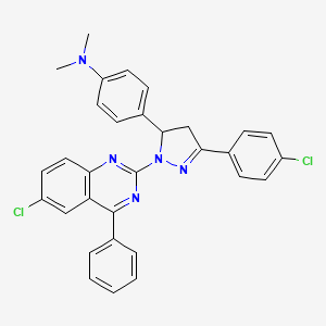 molecular formula C31H25Cl2N5 B11611673 4-[3-(4-chlorophenyl)-1-(6-chloro-4-phenylquinazolin-2-yl)-4,5-dihydro-1H-pyrazol-5-yl]-N,N-dimethylaniline 