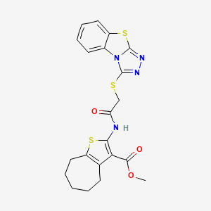 methyl 2-{[([1,2,4]triazolo[3,4-b][1,3]benzothiazol-3-ylsulfanyl)acetyl]amino}-5,6,7,8-tetrahydro-4H-cyclohepta[b]thiophene-3-carboxylate