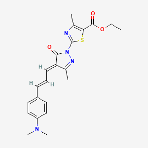 Ethyl 2-[(4E)-4-[(2E)-3-[4-(dimethylamino)phenyl]prop-2-EN-1-ylidene]-3-methyl-5-oxo-4,5-dihydro-1H-pyrazol-1-YL]-4-methyl-1,3-thiazole-5-carboxylate