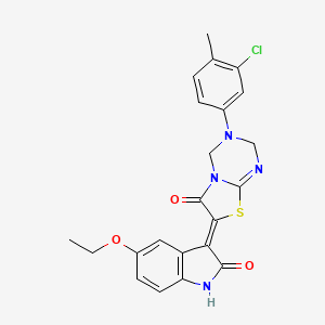 (7Z)-3-(3-chloro-4-methylphenyl)-7-(5-ethoxy-2-oxo-1,2-dihydro-3H-indol-3-ylidene)-3,4-dihydro-2H-[1,3]thiazolo[3,2-a][1,3,5]triazin-6(7H)-one