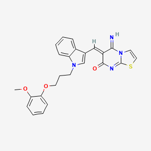 (6Z)-5-imino-6-({1-[3-(2-methoxyphenoxy)propyl]-1H-indol-3-yl}methylidene)-5,6-dihydro-7H-[1,3]thiazolo[3,2-a]pyrimidin-7-one