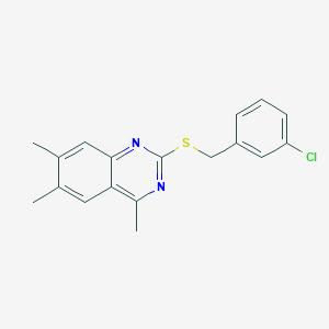 molecular formula C18H17ClN2S B11611726 2-[(3-Chlorobenzyl)sulfanyl]-4,6,7-trimethylquinazoline 