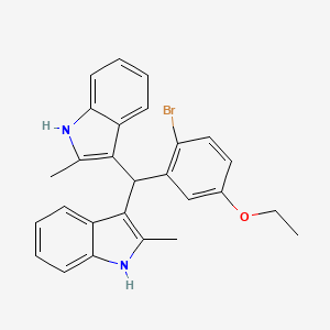 molecular formula C27H25BrN2O B11611737 3-[(2-bromo-5-ethoxyphenyl)(2-methyl-1H-indol-3-yl)methyl]-2-methyl-1H-indole 