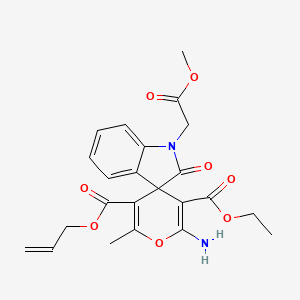 3'-Ethyl 5'-prop-2-en-1-yl 2'-amino-1-(2-methoxy-2-oxoethyl)-6'-methyl-2-oxo-1,2-dihydrospiro[indole-3,4'-pyran]-3',5'-dicarboxylate