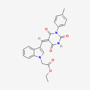 ethyl (3-{(E)-[1-(4-methylphenyl)-2,4,6-trioxotetrahydropyrimidin-5(2H)-ylidene]methyl}-1H-indol-1-yl)acetate