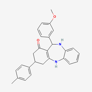 molecular formula C27H26N2O2 B11611780 11-(3-methoxyphenyl)-3-(4-methylphenyl)-3,4,10,11-tetrahydro-2H-dibenzo[b,e][1,4]diazepin-1-ol 