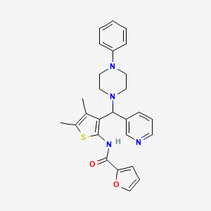 molecular formula C27H28N4O2S B11611796 N-{4,5-dimethyl-3-[(4-phenylpiperazin-1-yl)(pyridin-3-yl)methyl]thiophen-2-yl}furan-2-carboxamide 