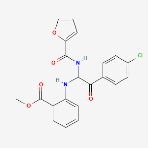 molecular formula C21H17ClN2O5 B11611812 Methyl 2-{[2-(4-chlorophenyl)-1-(2-furoylamino)-2-oxoethyl]amino}benzoate 