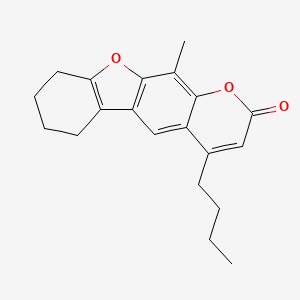 molecular formula C20H22O3 B11611814 4-butyl-11-methyl-6,7,8,9-tetrahydro-2H-[1]benzofuro[3,2-g]chromen-2-one 