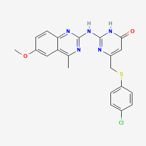 6-{[(4-chlorophenyl)sulfanyl]methyl}-2-[(6-methoxy-4-methylquinazolin-2-yl)amino]pyrimidin-4(1H)-one