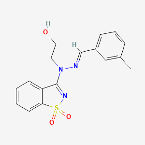 molecular formula C17H17N3O3S B11611841 3-Methylbenzaldehyde (1,1-dioxido-1,2-benzisothiazol-3-yl)(2-hydroxyethyl)hydrazone 