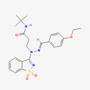 N-tert-butyl-3-[(2E)-1-(1,1-dioxido-1,2-benzothiazol-3-yl)-2-(4-ethoxybenzylidene)hydrazinyl]propanamide