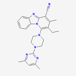 molecular formula C25H27N7 B11611955 1-[4-(4,6-Dimethylpyrimidin-2-yl)piperazin-1-yl]-2-ethyl-3-methylpyrido[1,2-a]benzimidazole-4-carbonitrile 