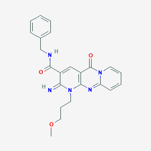 N-benzyl-6-imino-7-(3-methoxypropyl)-2-oxo-1,7,9-triazatricyclo[8.4.0.0^{3,8}]tetradeca-3(8),4,9,11,13-pentaene-5-carboxamide