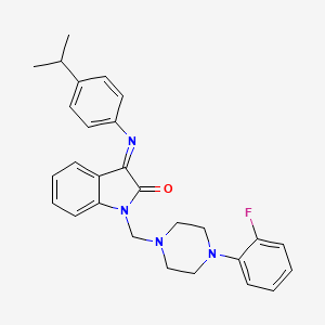 (3Z)-1-{[4-(2-fluorophenyl)piperazin-1-yl]methyl}-3-{[4-(propan-2-yl)phenyl]imino}-1,3-dihydro-2H-indol-2-one