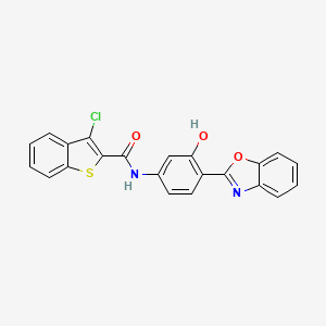 molecular formula C22H13ClN2O3S B11612063 N-[4-(1,3-benzoxazol-2-yl)-3-hydroxyphenyl]-3-chloro-1-benzothiophene-2-carboxamide 