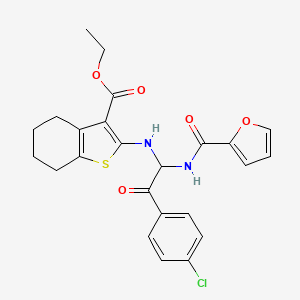 molecular formula C24H23ClN2O5S B11612116 Ethyl 2-({2-(4-chlorophenyl)-1-[(furan-2-ylcarbonyl)amino]-2-oxoethyl}amino)-4,5,6,7-tetrahydro-1-benzothiophene-3-carboxylate 