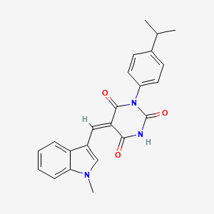 (5E)-5-[(1-methyl-1H-indol-3-yl)methylidene]-1-[4-(propan-2-yl)phenyl]pyrimidine-2,4,6(1H,3H,5H)-trione