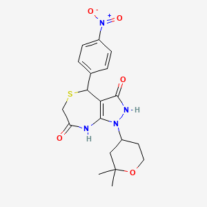 1-(2,2-dimethyltetrahydro-2H-pyran-4-yl)-7-hydroxy-4-(4-nitrophenyl)-1,2,4,6-tetrahydro-3H-pyrazolo[3,4-e][1,4]thiazepin-3-one