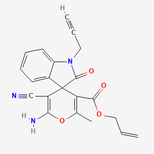 Prop-2-en-1-yl 6'-amino-5'-cyano-2'-methyl-2-oxo-1-(prop-2-yn-1-yl)-1,2-dihydrospiro[indole-3,4'-pyran]-3'-carboxylate