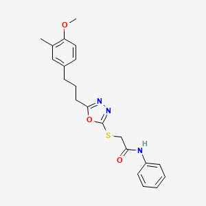 2-({5-[3-(4-methoxy-3-methylphenyl)propyl]-1,3,4-oxadiazol-2-yl}sulfanyl)-N-phenylacetamide