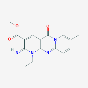 Methyl 7-ethyl-6-imino-13-methyl-2-oxo-1,7,9-triazatricyclo[8.4.0.0^{3,8}]tetradeca-3(8),4,9,11,13-pentaene-5-carboxylate